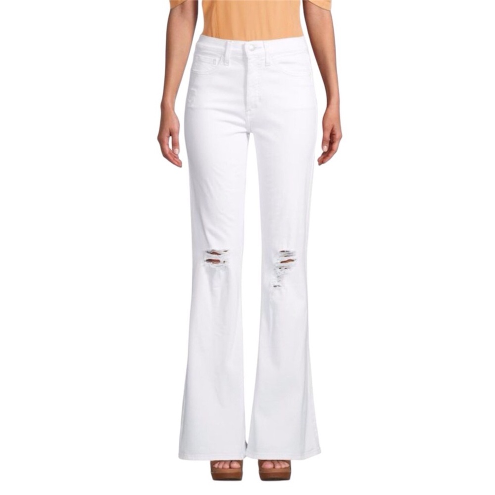 Joe's Jeans White High Rise Dirstressed Flare Jeans in Lupita Wash Size 32